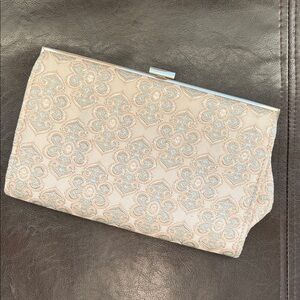 Elegant Embroidered Cream Evening Clutch